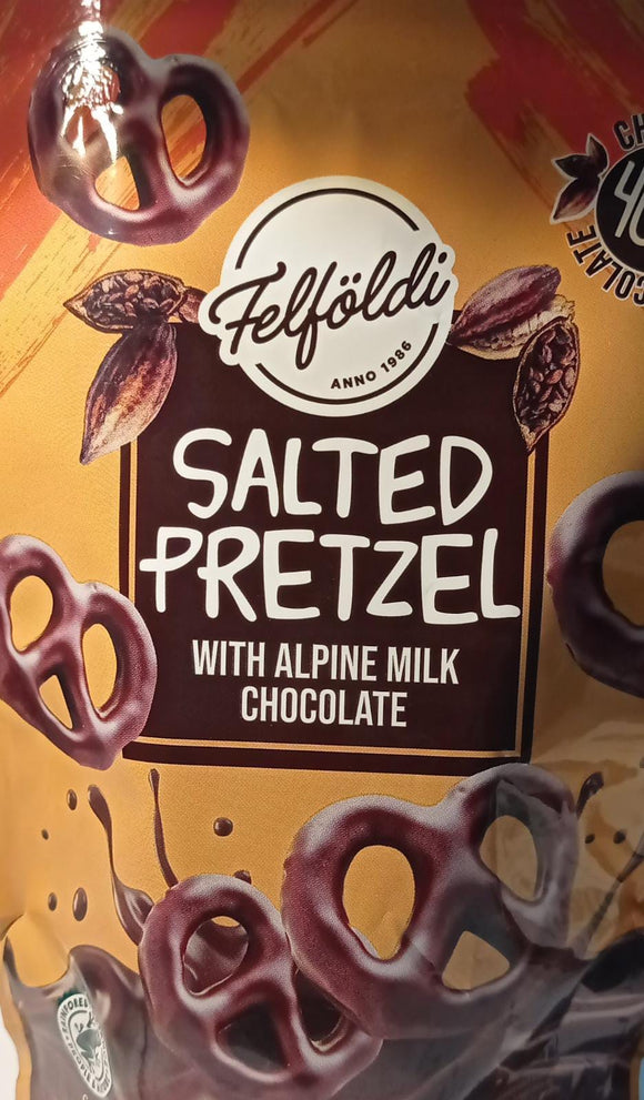 FELFOLDI SALTED PRETZEL WITH ALPINE MILK CHOCOLATE 90g.